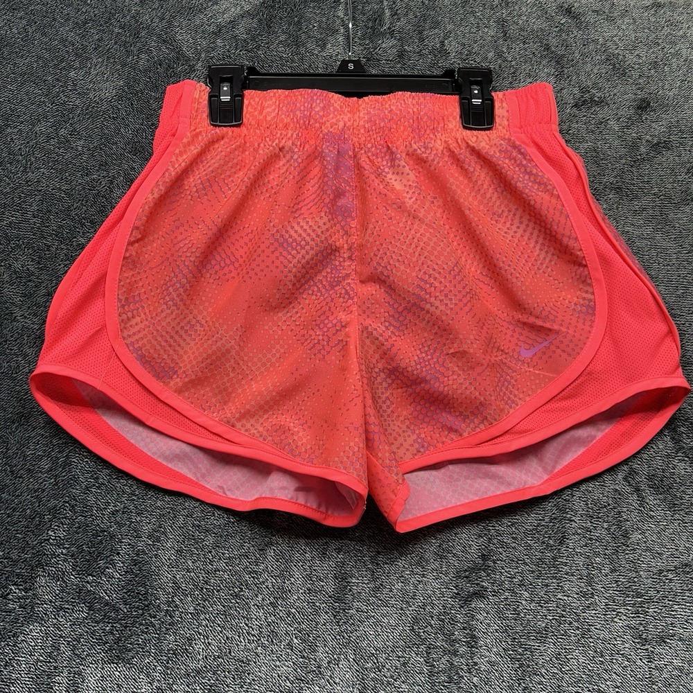 Nike Womens Size S Red Orange Dri Fit Tempo Mid Rise Brief Athletic Shorts